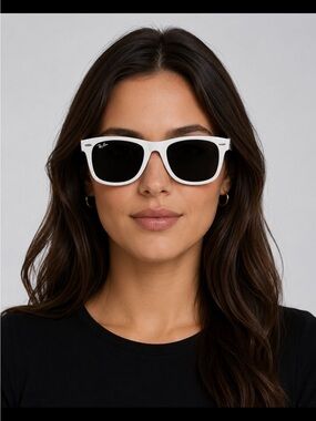 Authentic Ray-Ban White Frame Sunglasses with Black Lenses